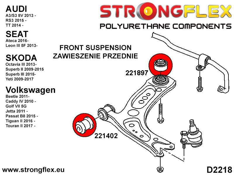 Front wishbone front bush