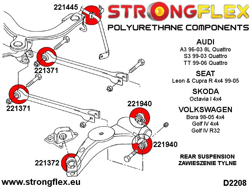 Rear lower wishbone front mounting bush SPORT