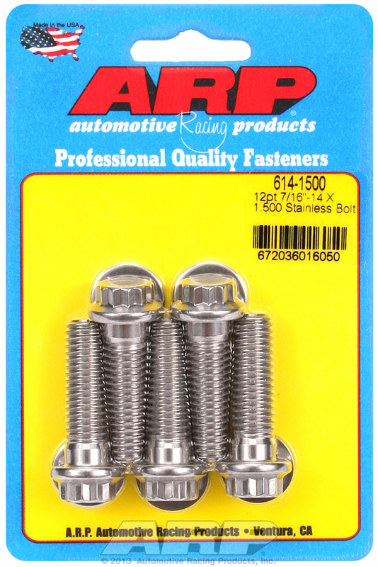 ARP S/S Bolt Kit - 6pt (5) 7/16-14 x 1.500 ARP S/S Bolt Kit - 6pt (5) 7/16-14 x 1.500