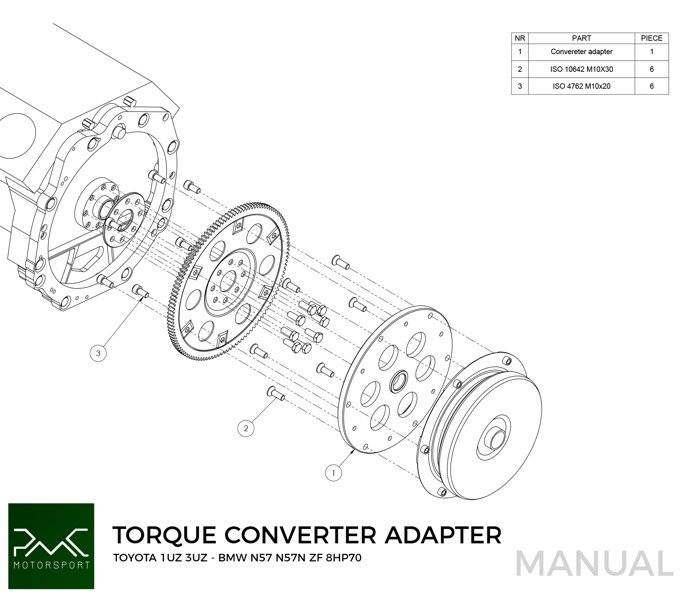リネア PMC Torque converter adapter BMW ZF 8HP 8HP70 8HP50 - Toyota Lexus