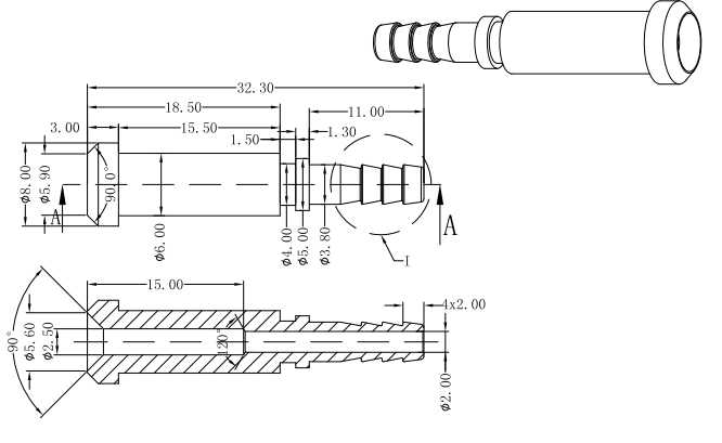 32,3mm Brake Connector pipe double flare