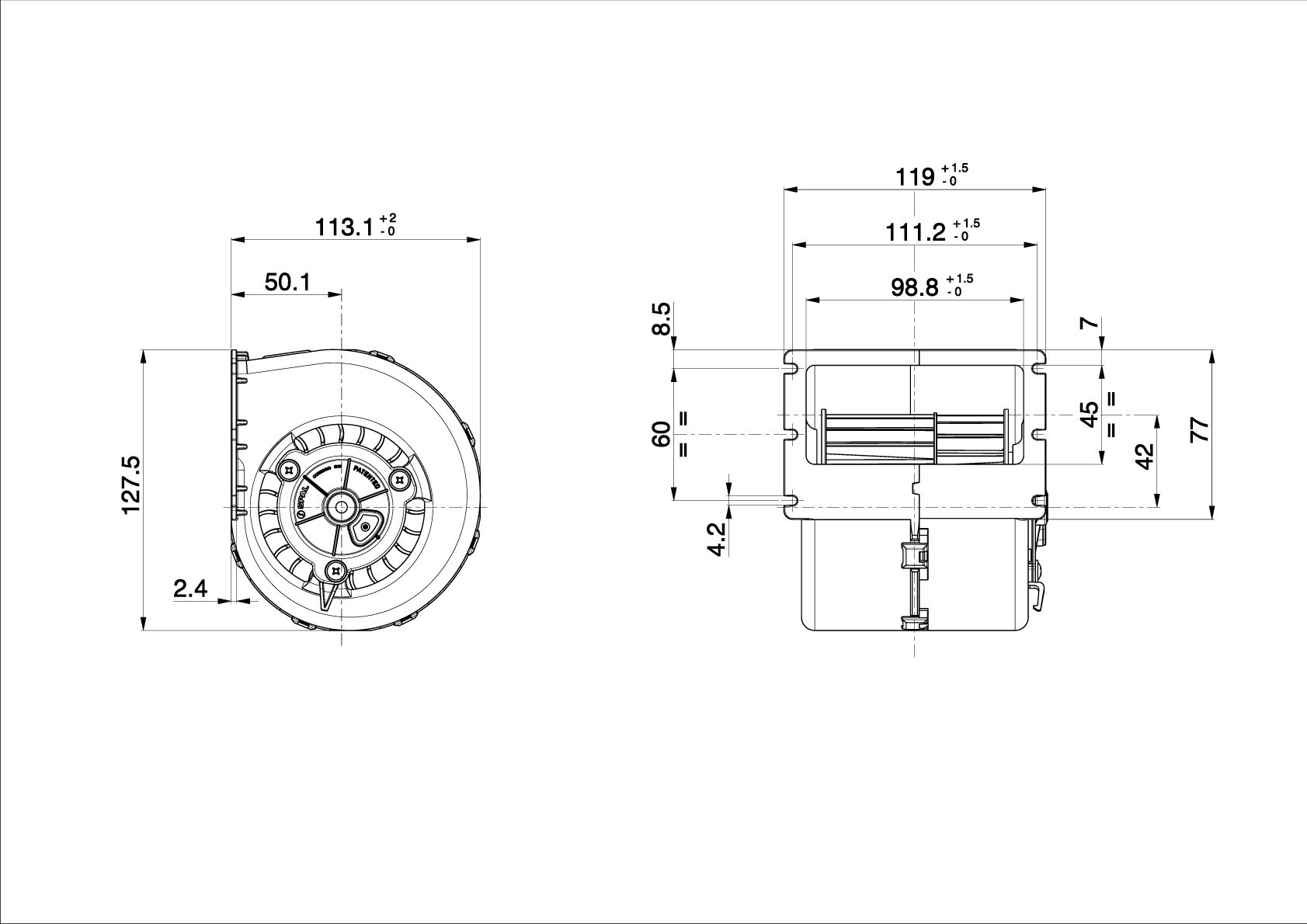 SPAL Radial fan 260 m³/h  
