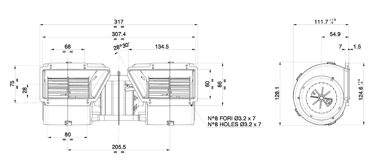 SPAL Double Radial fan 610 m³/h