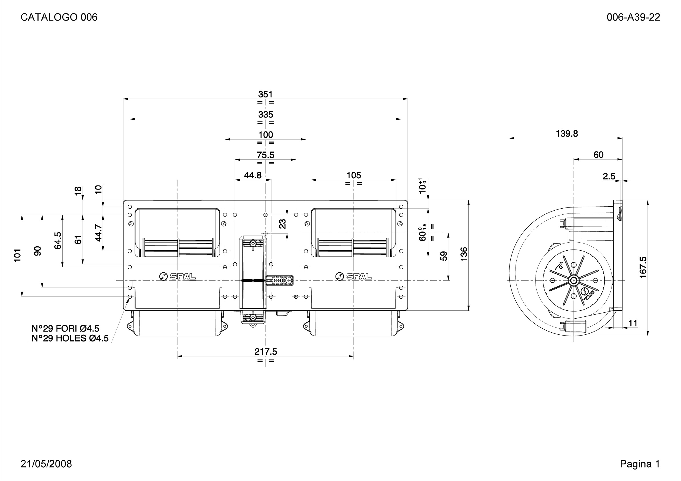 SPAL Double Radial fan 1170 m³/h