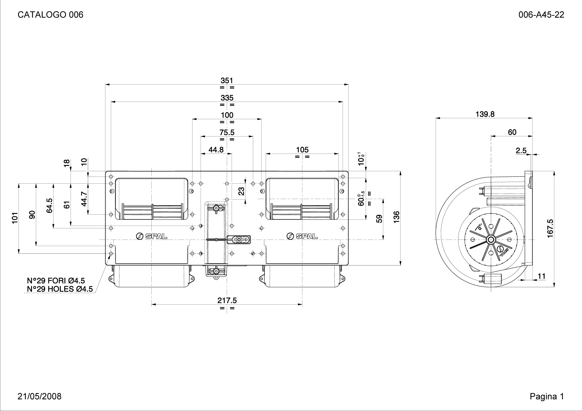 SPAL Double Radial fan 1030 m³/h