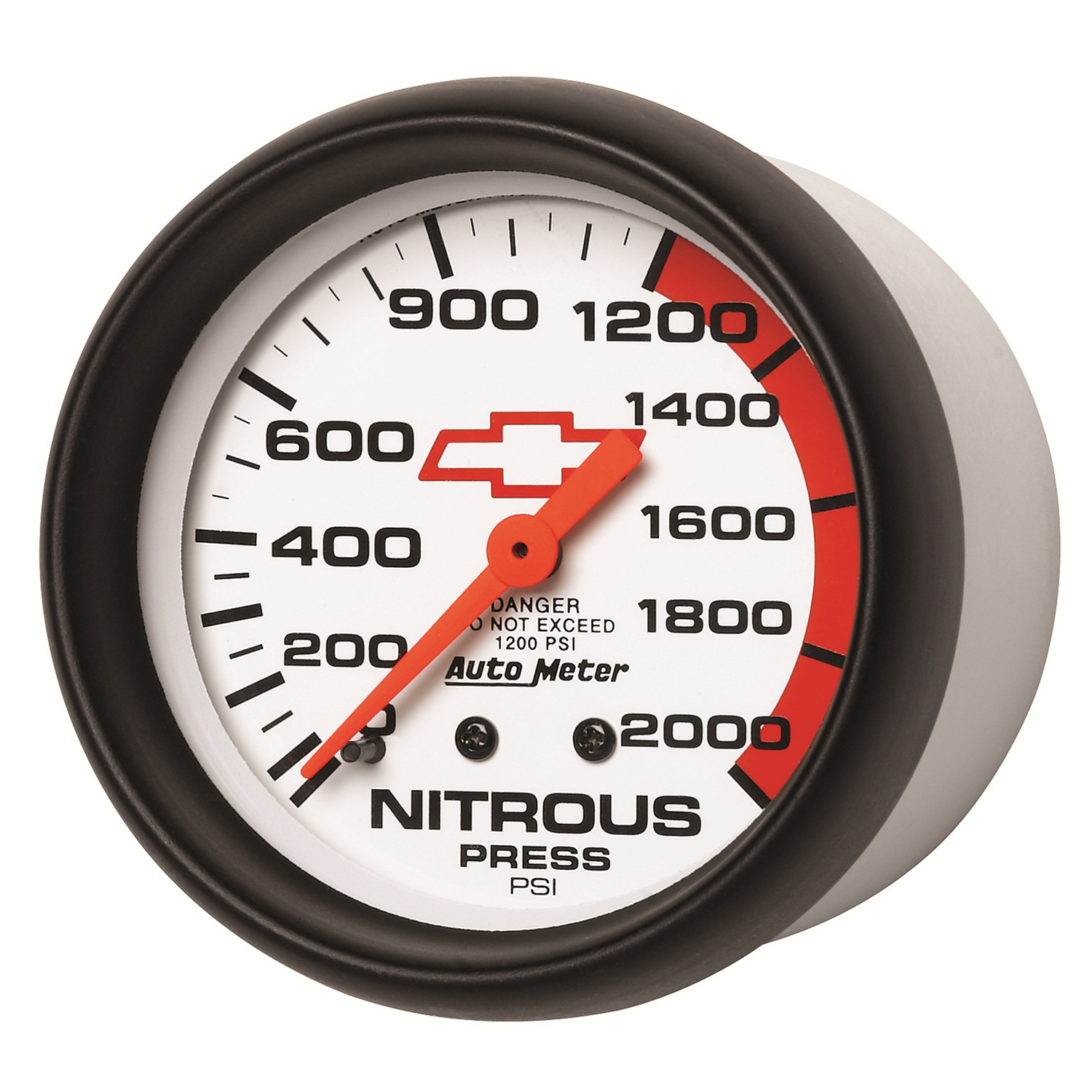2-5/8" Nitrous Pressure, 0-2000 Psi, Chevy Red Bowtie, White