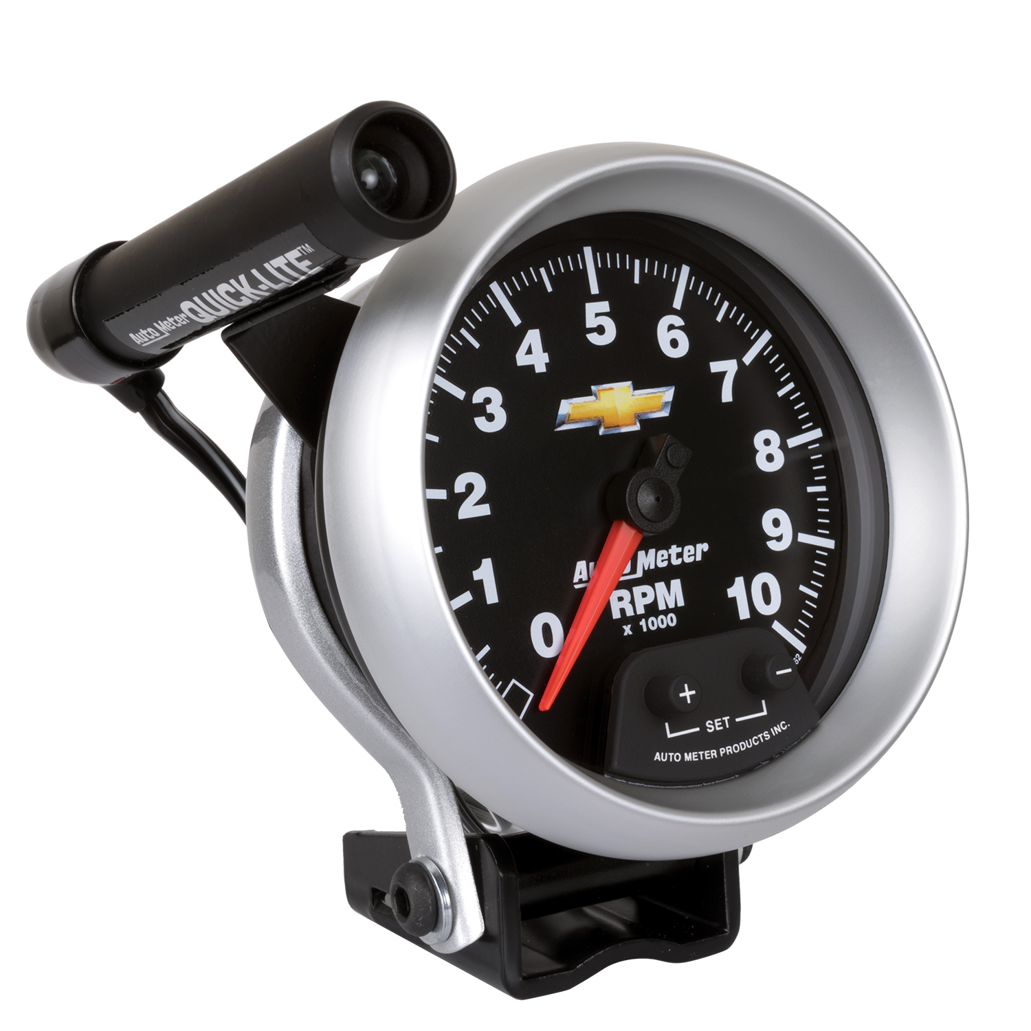 3-3/4" Pedestal Tachometer, 0-10,000 Rpm, Chevy Gold Bowtie