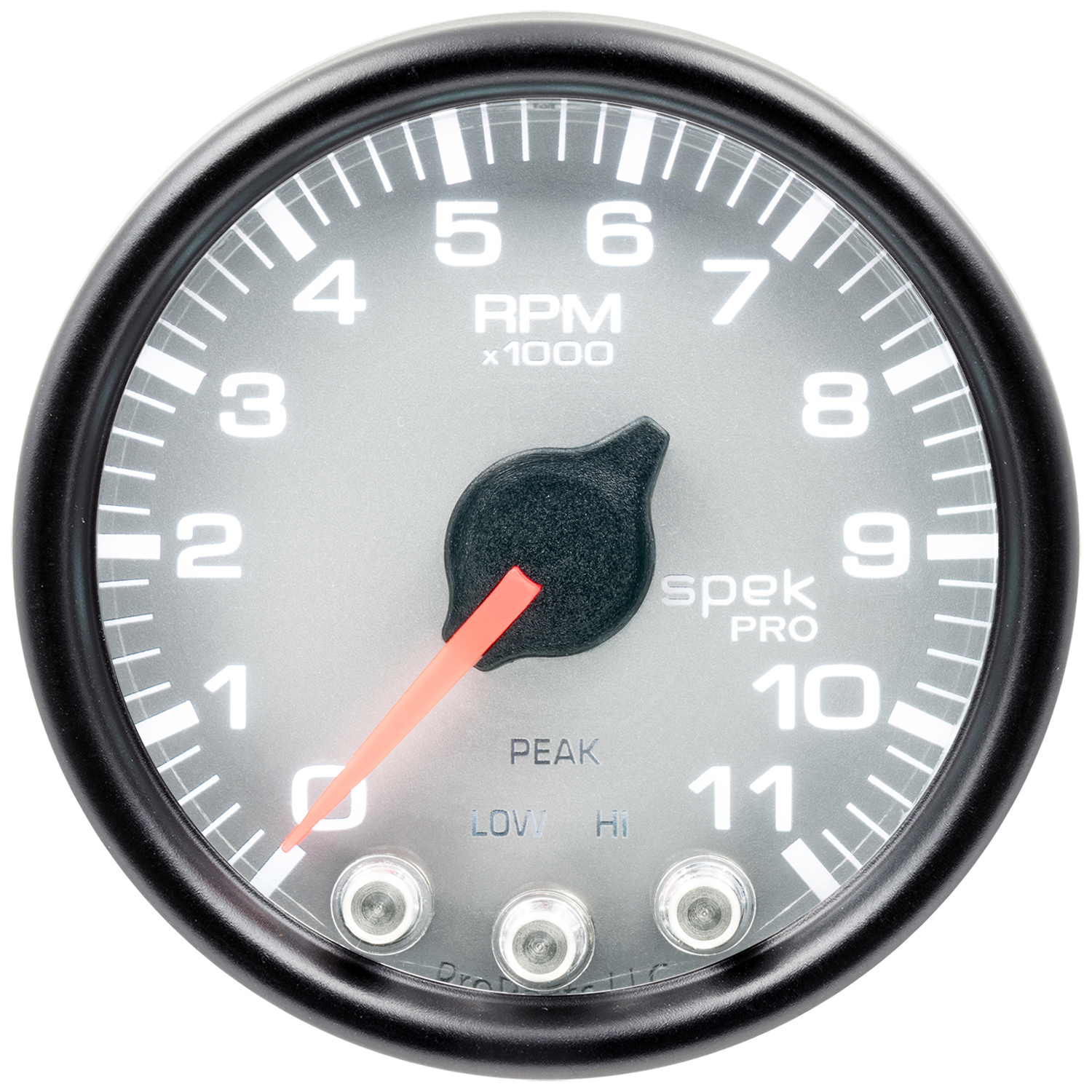 2-1/16" In-Dash Tachometer, 0-11,000 Rpm, Spek-Pro, Silver/Black