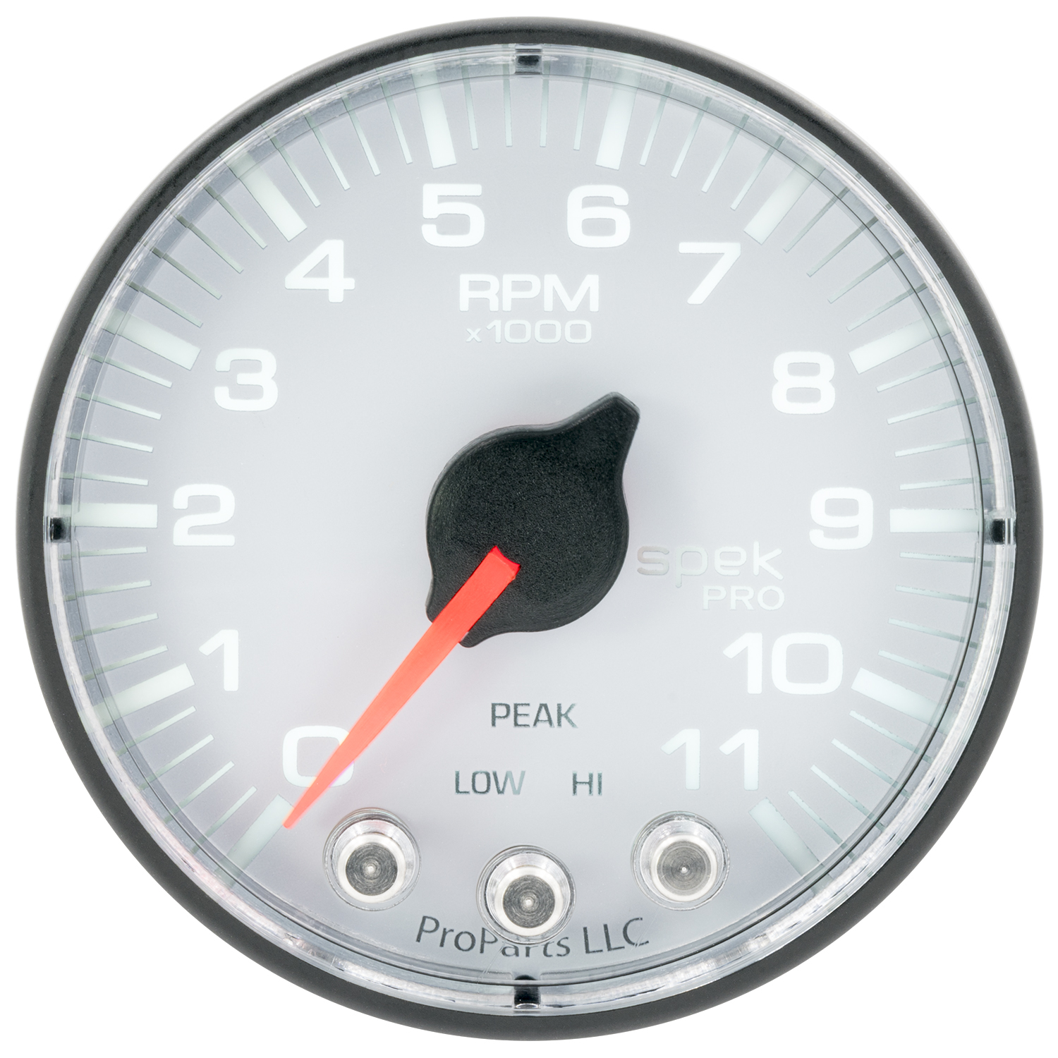 2-1/16" In-Dash Tachometer, 0-11,000 Rpm, Spek-Pro, White/Black