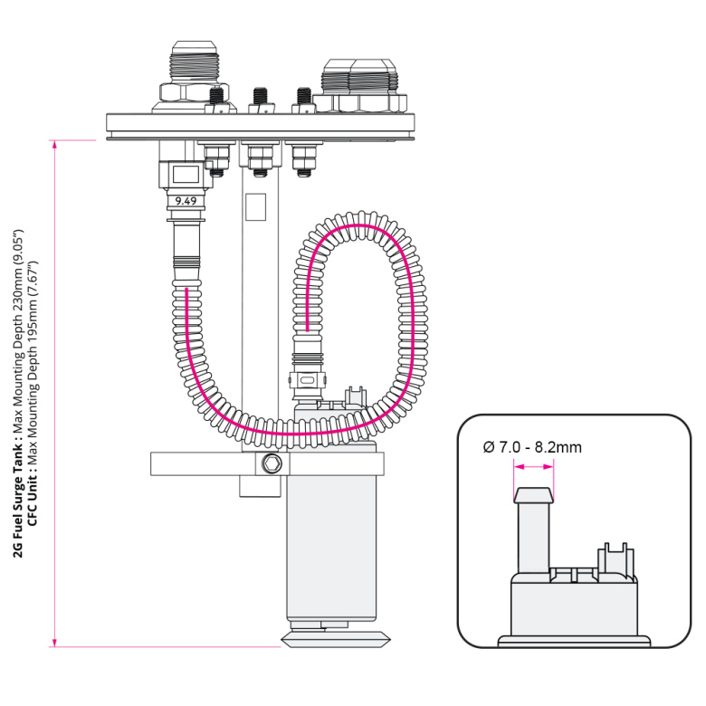 In-tank fuel pump mounting kit, quick connect and E85 proof