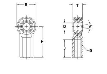Rod end female 3/4" -16