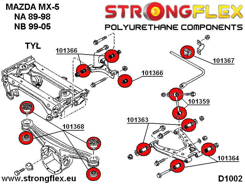 Rear suspension polyurethane bush kit