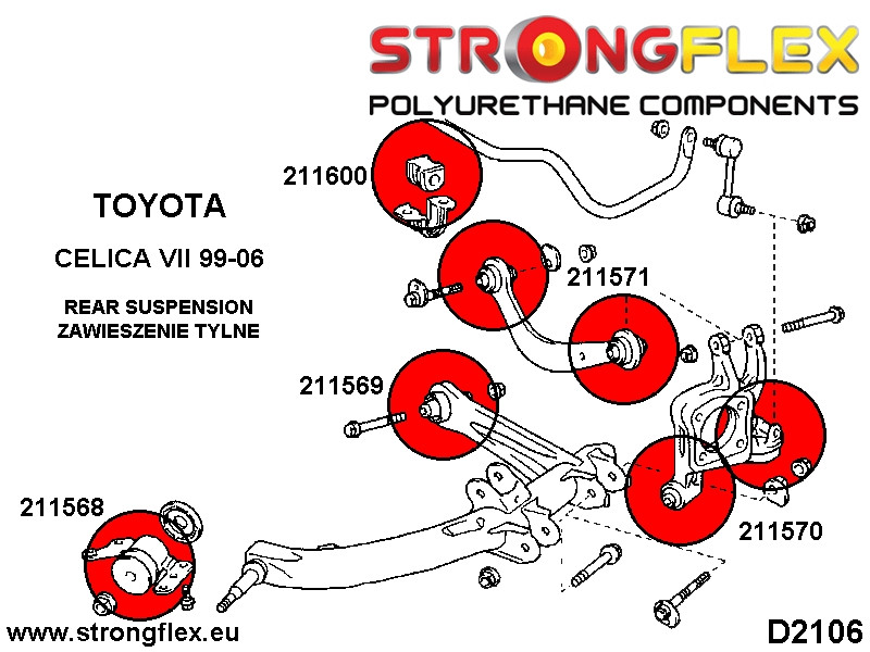 Rear trailing arm rear inner bush