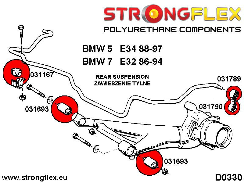 Rear anti roll bar link to arm bush