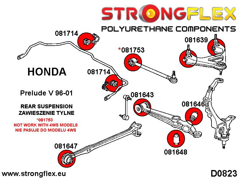 Rear suspension polyurethane bush kit