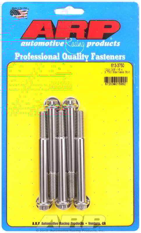 "3/8""-16 x 3.750 12pt SS bolts" (5pcs)