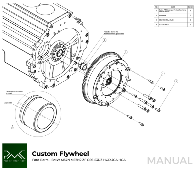 Adapter kit Ford Barra engine - BMW M57 Gearbox