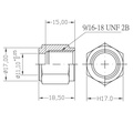 Brake fitting female 9/16-18 90° conc. SS