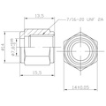 Press fitting female 7/16-20 90 degrees concave (swivel)