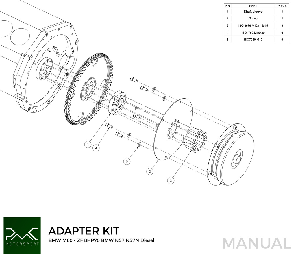 Adapter Kit BMW M60 - BMW N57N N57 ZF 8HP70