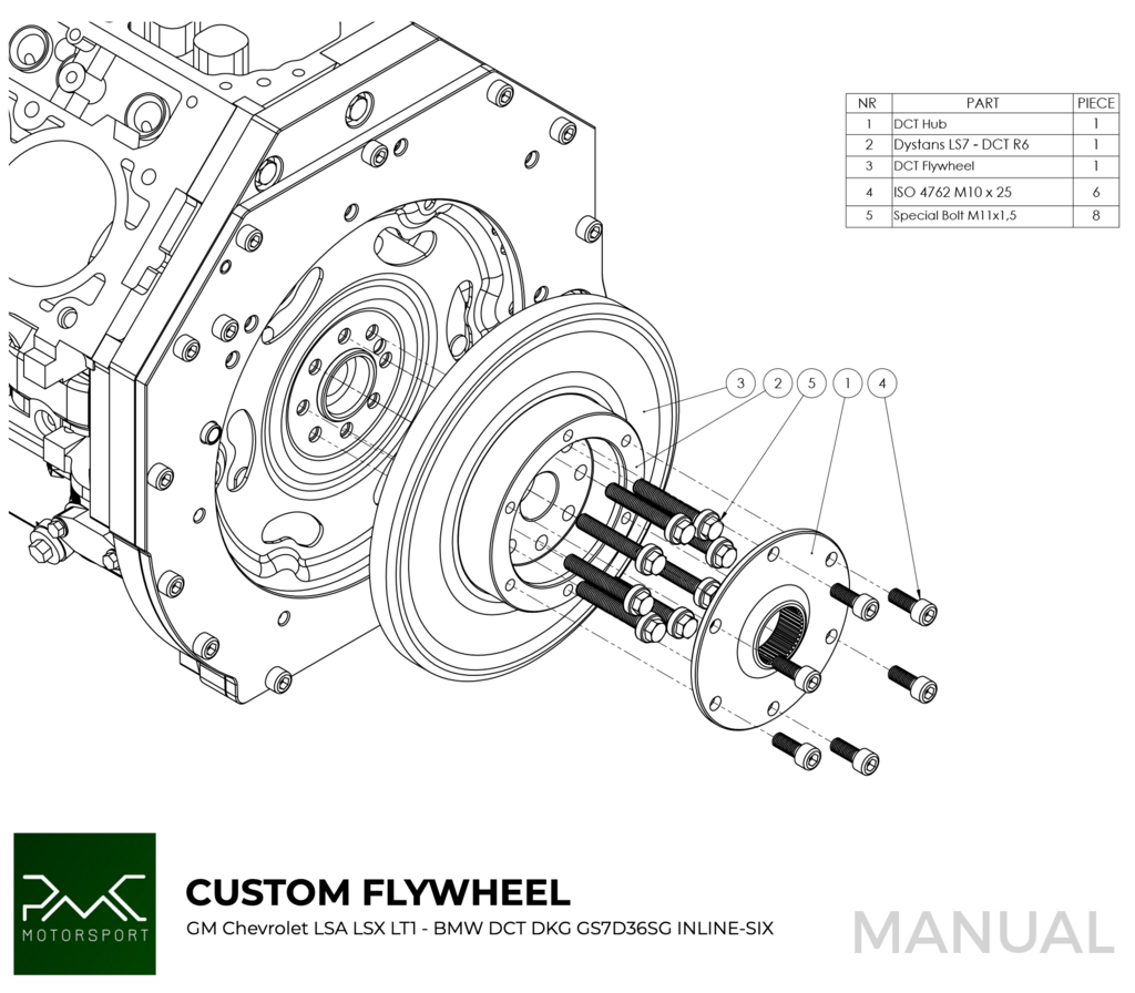 PMC Adapter Kit GM Chevrolet LSX - BMW DCT DKG Getrag GS7D36SG Inline-six (H)