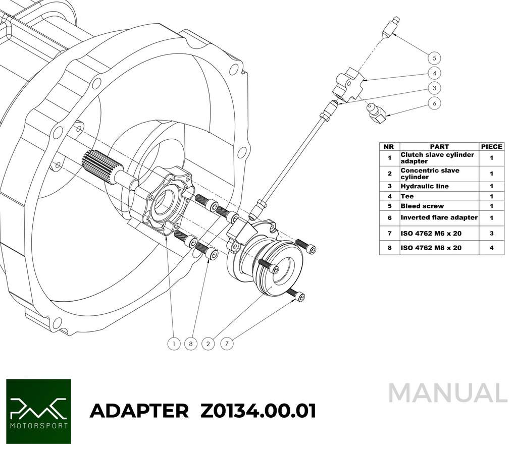 PMC Adapter Kit Toyota JZ - Mazda RX-7 FD - 240mm / 9.45"