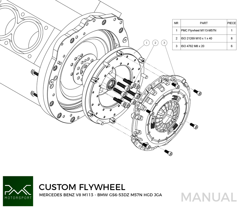 Adapter kit OM605 OM606 - BMW M57N2 6-speed