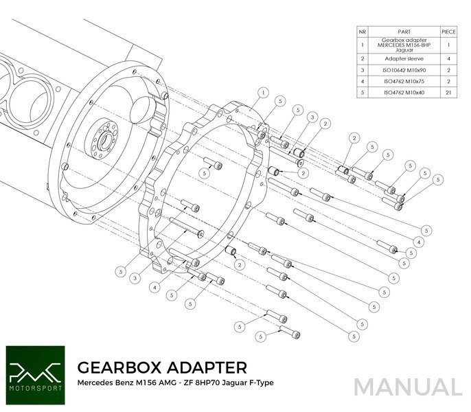 PMC Adapter Kit Mercedes-Benz M156 - Jaguar Diesel ZF 8HP70