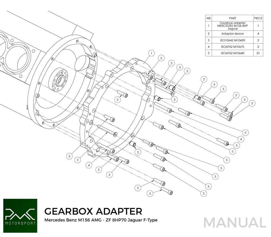 PMC Adapter Kit Mercedes-Benz M156 - Jaguar Diesel ZF 8HP70