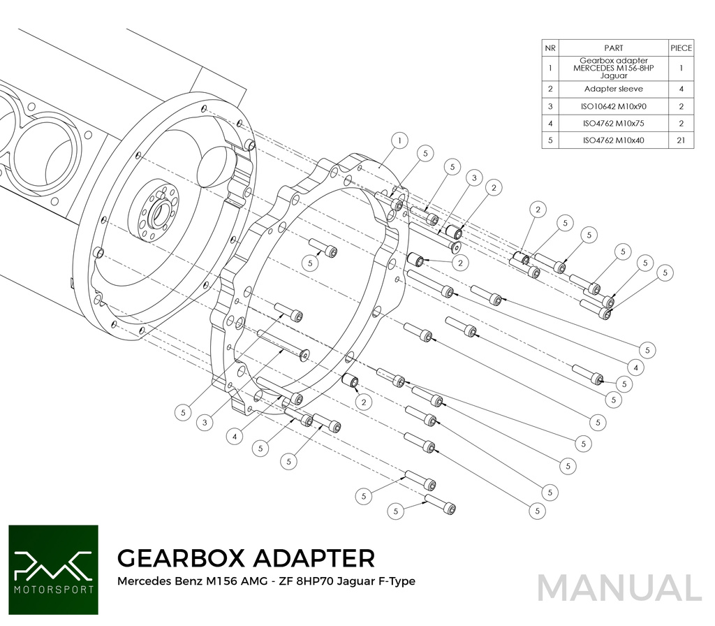 PMC Adapter Kit Mercedes-Benz M156 - Jaguar Diesel ZF 8HP70