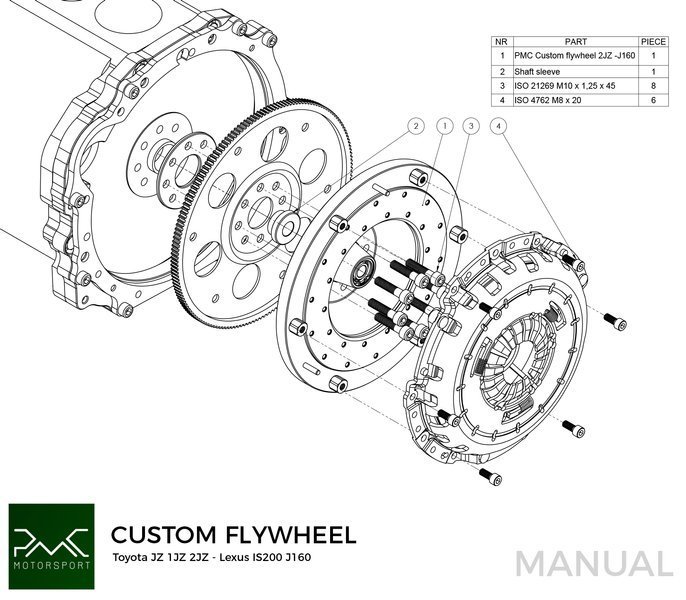 PMC Adapter Kit Toyota JZ - Toyota Altezza / Lexus IS200 J160 Aisin AZ6 (first gen.)