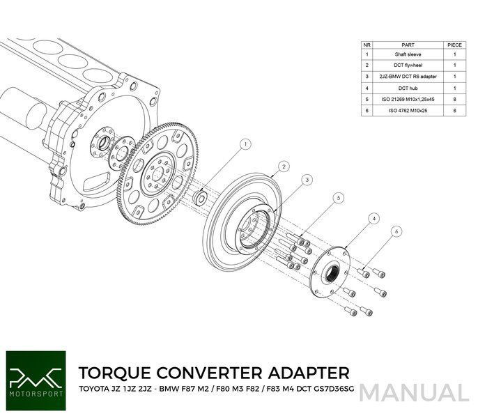 PMC Adapter kit Toyota JZ - BMW DCT DKG Getrag GS7D36SG Inline-six (H)