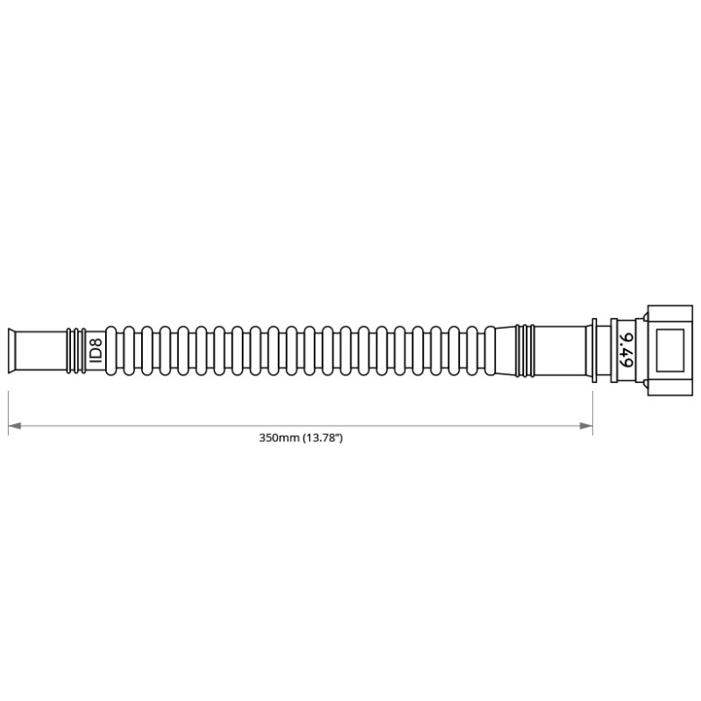 In-Tank 350mm fuel hose : SAE 9.49 Straight - ID8