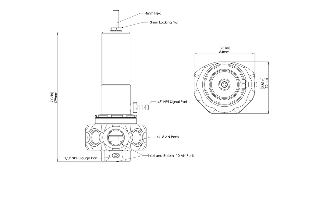 Turbosmart Fuel pressure regulator AN10/AN8 M Pro Black
