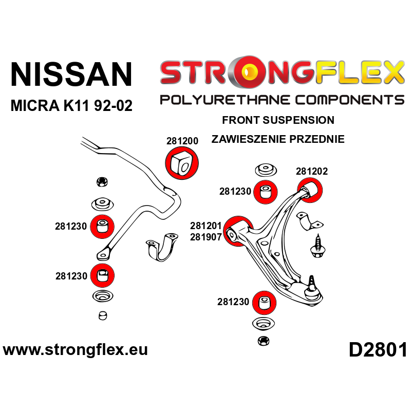 Strongflex front anti roll bar bushing Nissan Micra K11