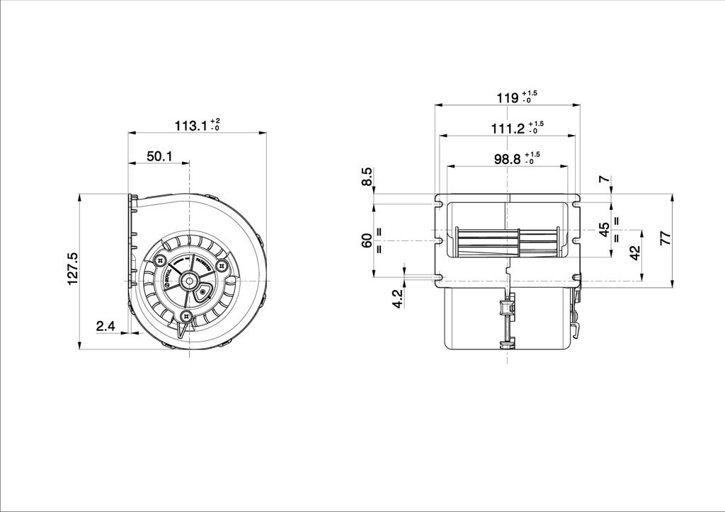 SPAL Radial fan 260 m³/h  