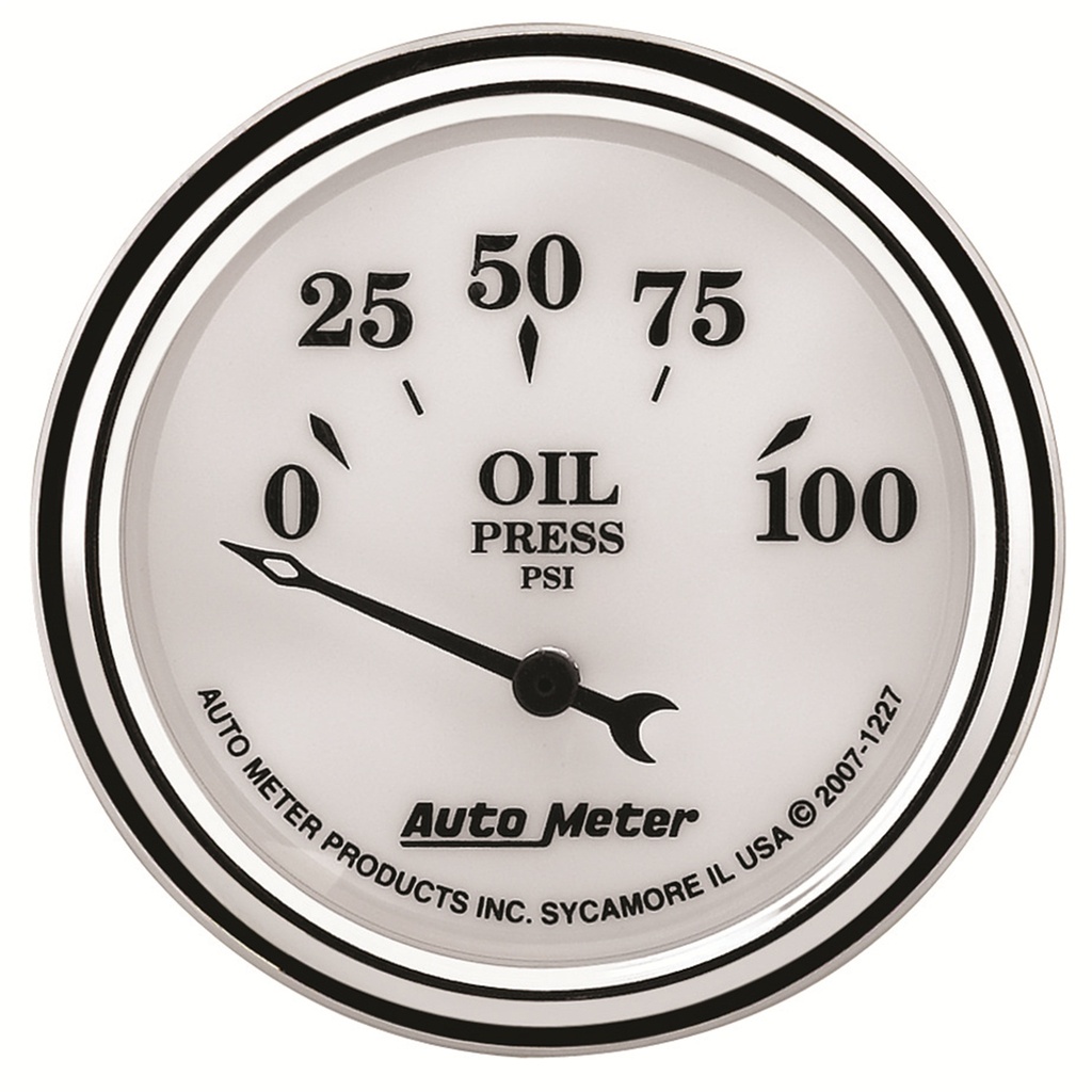 2-1/16" Oil Pressure, 0-100 Psi, Old-Tyme White Ii