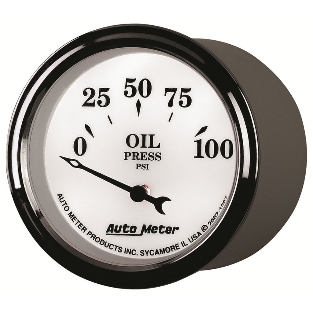 2-1/16" Oil Pressure, 0-100 Psi, Old-Tyme White Ii