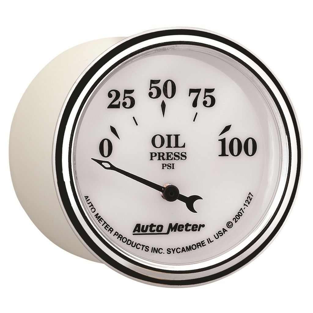 2-1/16" Oil Pressure, 0-100 Psi, Old-Tyme White Ii