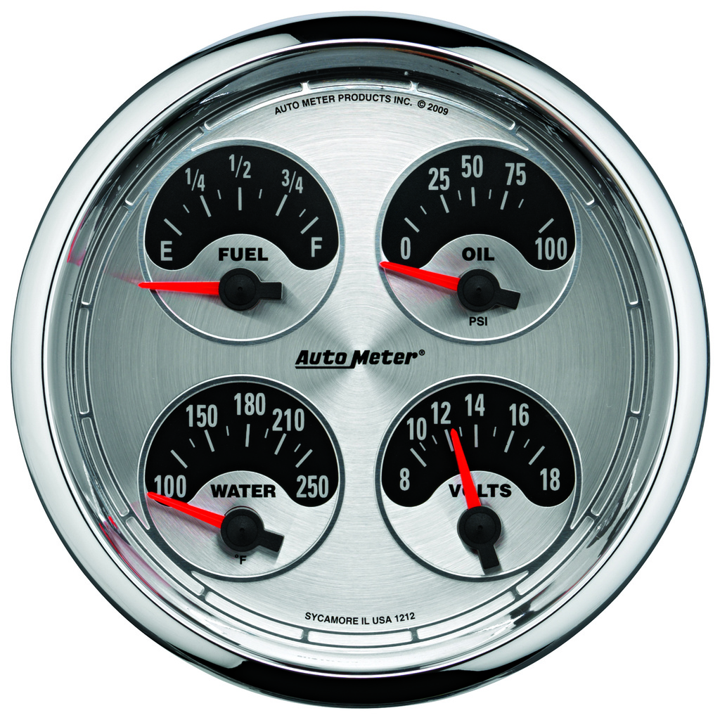 5" Quad Gauge, 100 Psi/100-250 °F/8-18v/240-33 Ω, American Muscle