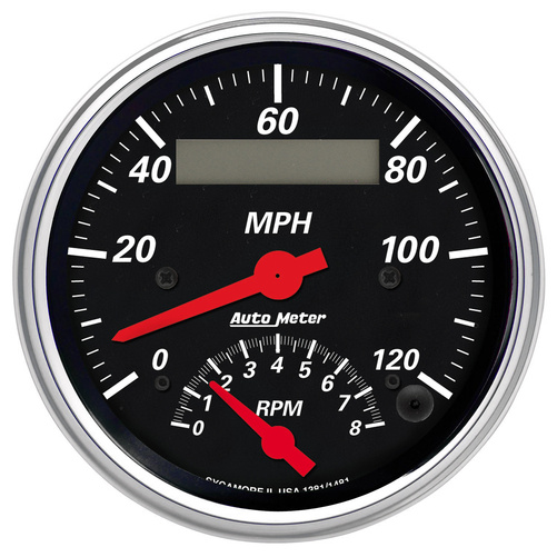 3-3/8" Tachometer/Speedometer Combo, 8k Rpm/120 Mph, Designer Black