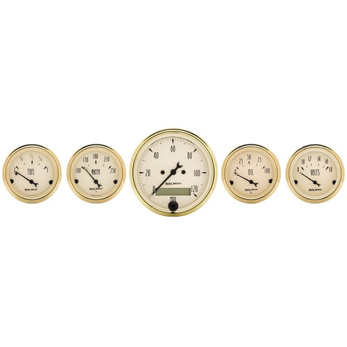 5 Pc. Gauge Kit, 3-1/8" & 2-1/16", Elec. Speedometer, Golden Oldies