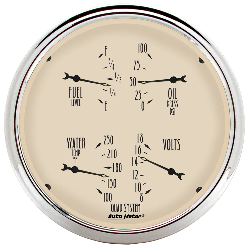 2 Pc. Gauge Kit, 5" Quad & Speedometer, 240-33 Ω, Antique Beige