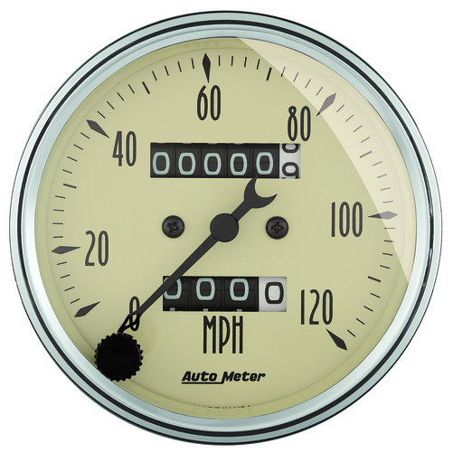 3-1/8" Speedometer, 0-120 Mph, Antique Beige