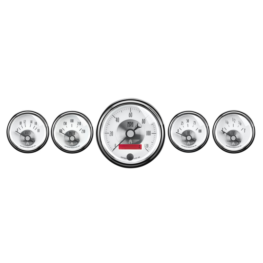 5 Pc. Gauge Kit, 3-3/8" & 2-1/16", Elec. Speedo W/ Lcd Odo, Prestige Pearl