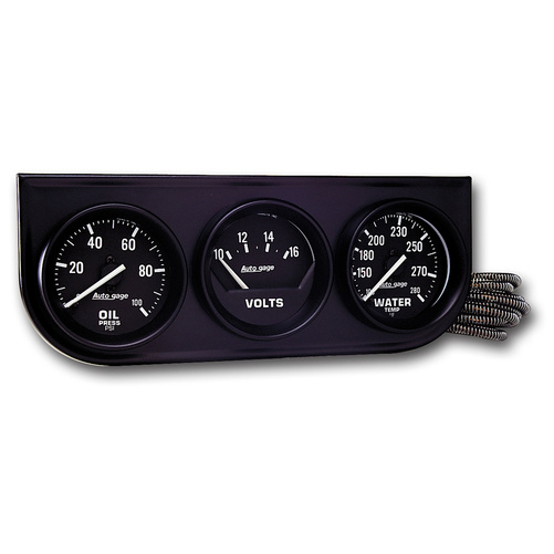 Gauge Console, Oilp/Wtmp/Volt, 2-1/16", 100 Psi/280 °F/18v, Mech Blk Dial, Blk Bzl, Ag
