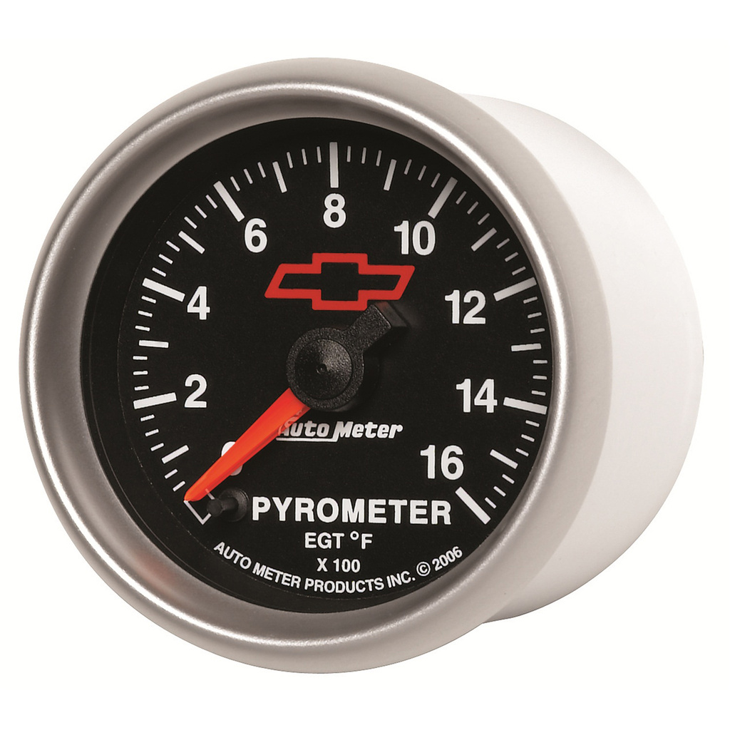 2-1/16" Pyrometer, 0-1600 °F, Chevy Red Bowtie, Black