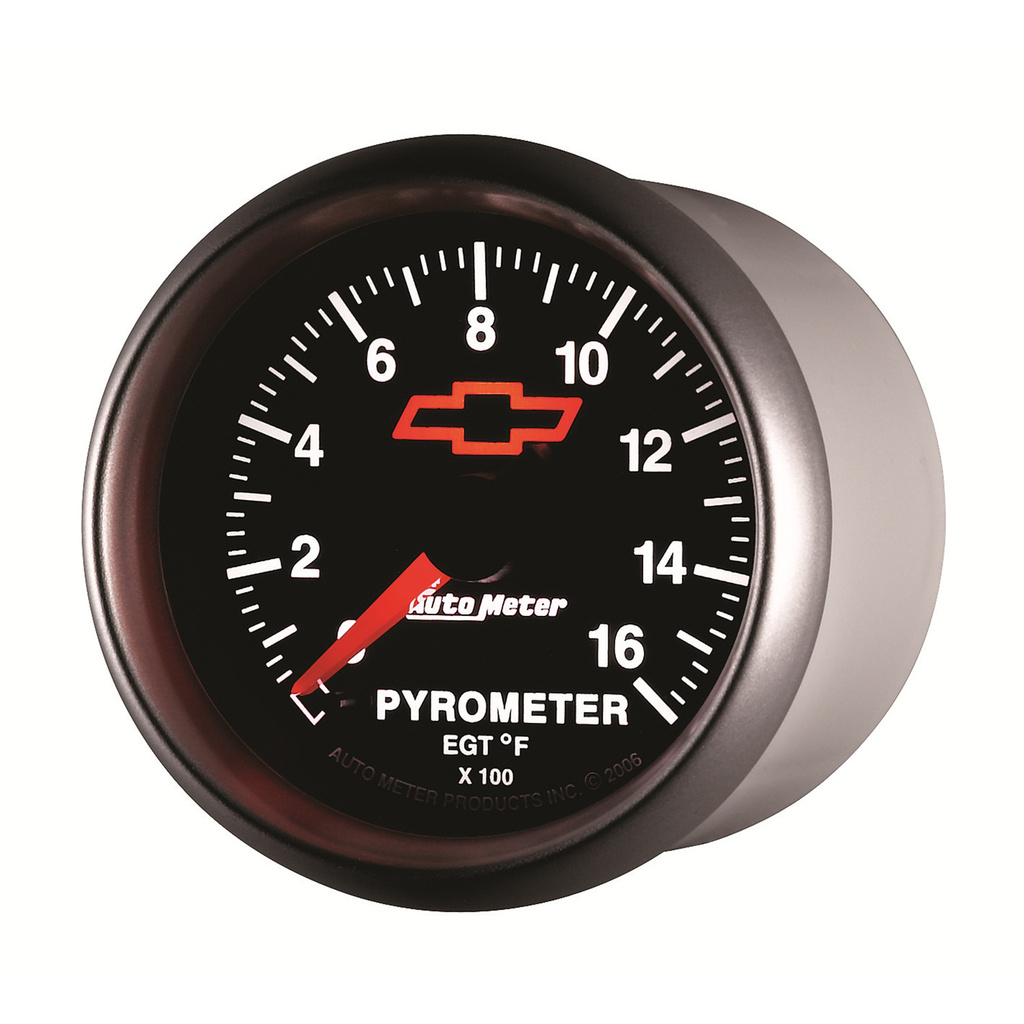 2-1/16" Pyrometer, 0-1600 °F, Chevy Red Bowtie, Black