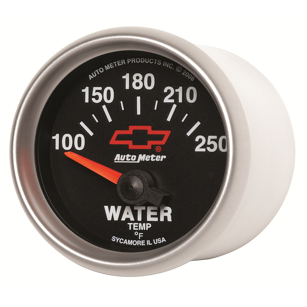 2-1/16" Water Temperature, 100-250 °F, Chevy Red Bowtie, Black