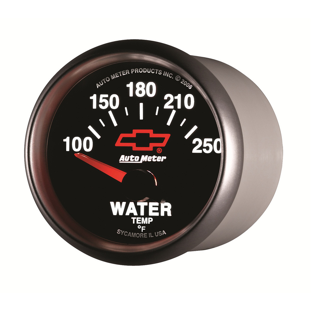 2-1/16" Water Temperature, 100-250 °F, Chevy Red Bowtie, Black